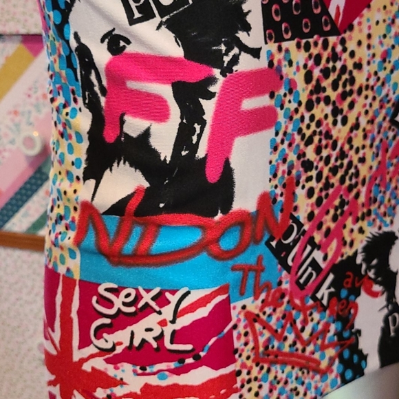Punk London British tube dress Graffiti pop art handmade funky artsy colorful - Picture 5 of 9